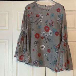 Luna‎ Moon Floral Butterfly Peasant Top Medium